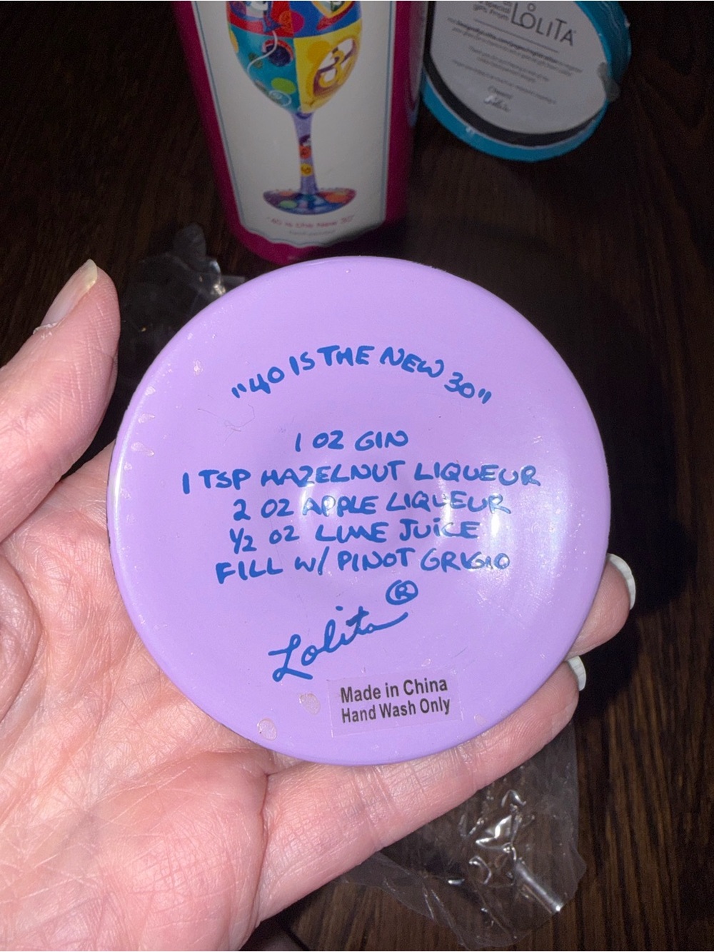 Lolita Multicolor 40th Birthday Celebration Hand-Painted Wine Glass 15 oz
